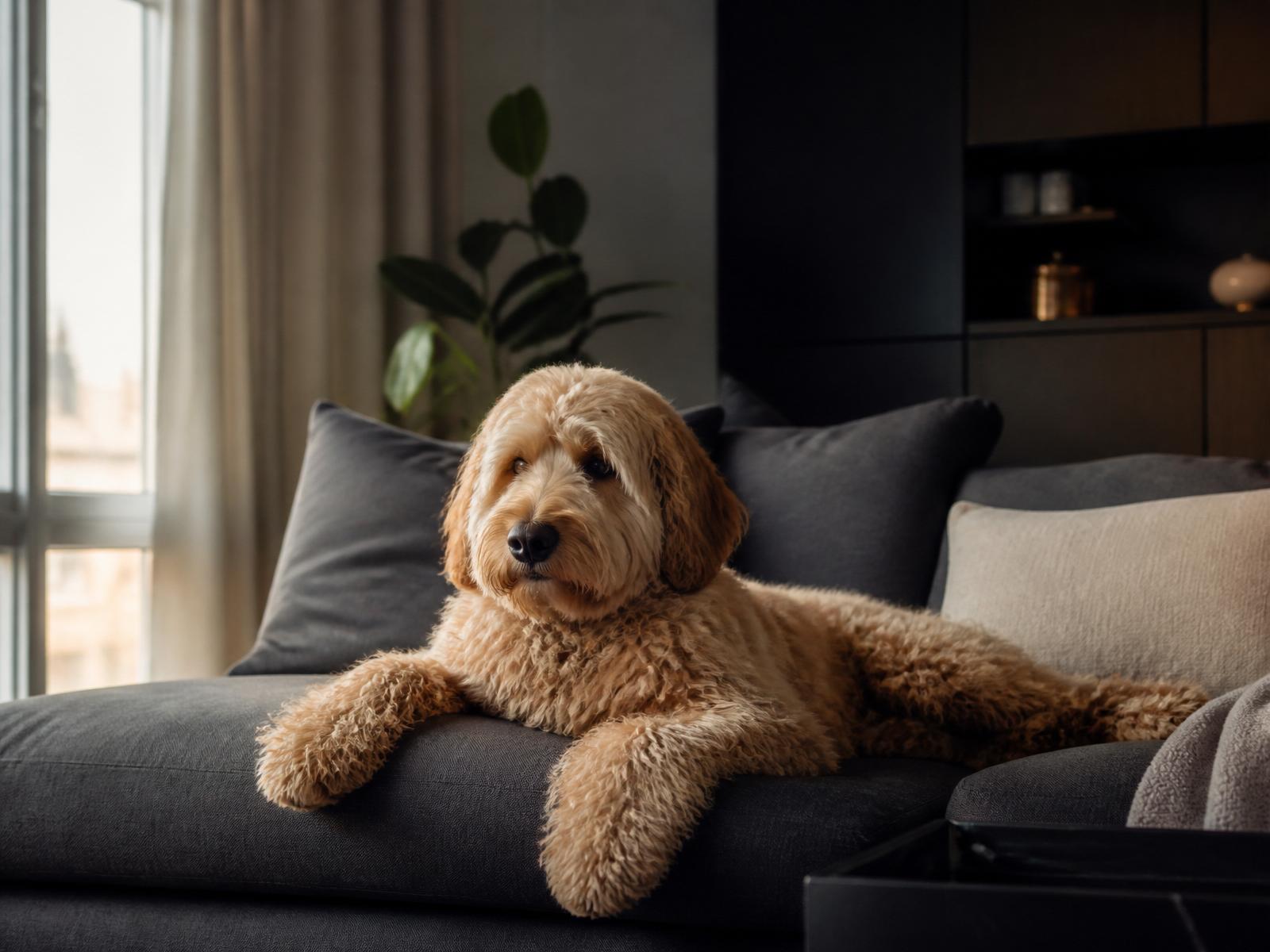 A calm dog resting at home